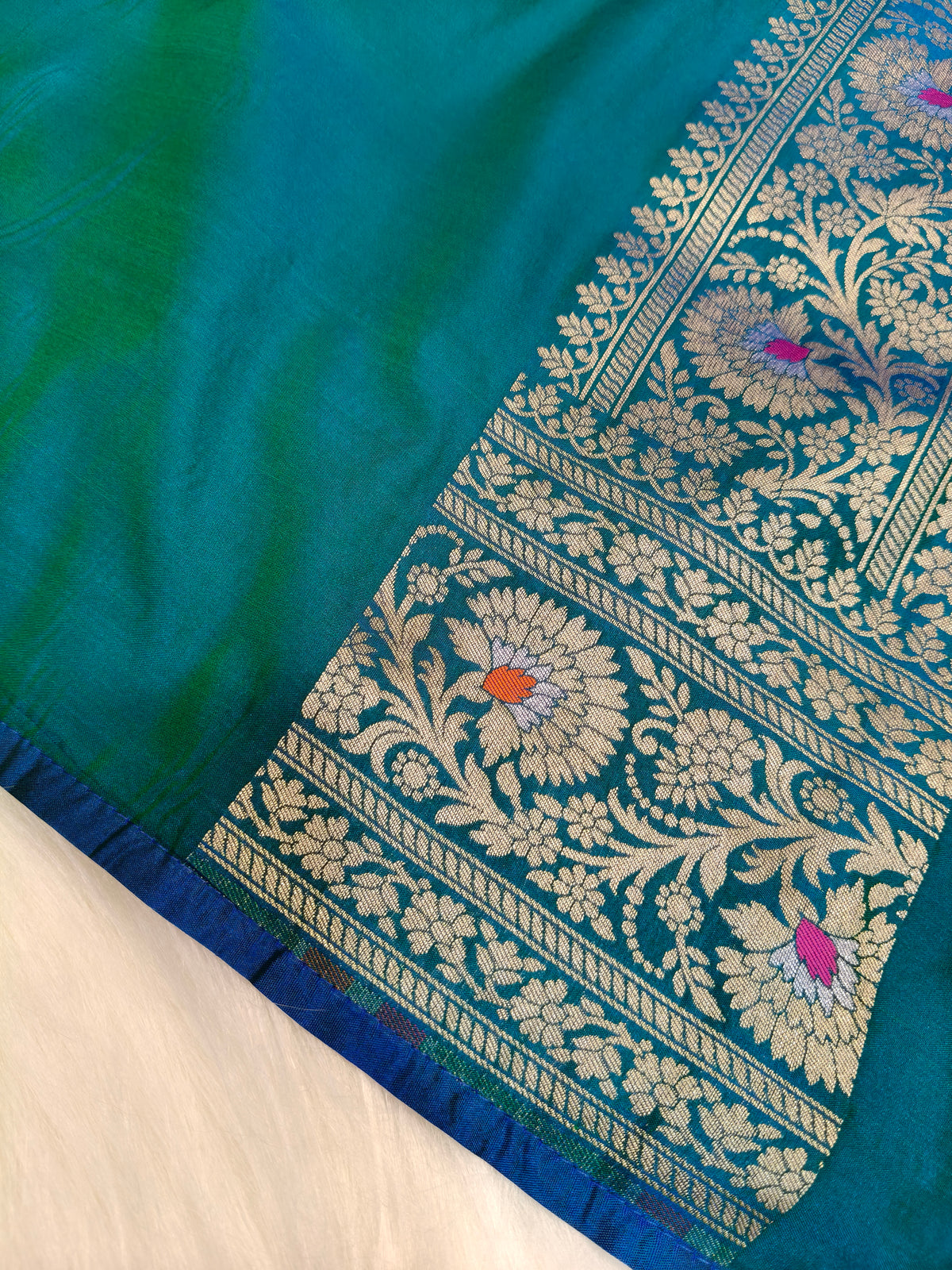 Banarasi Tanchhui Saree Peacock Shade With Multi Color Mina BTS002