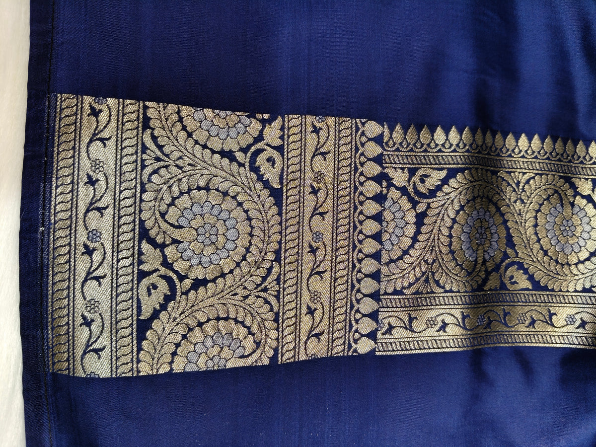 Banarasi Silk Cutwork Saree Navy Blue Color With Rupa Minakari BCS008