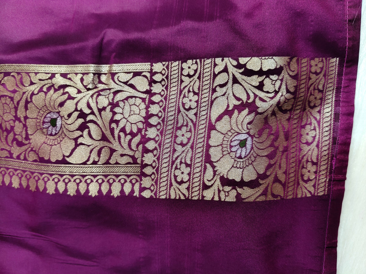 Banarasi Tanchhui Minakari Saree Wine Shade With Multi Color Mina BTS015