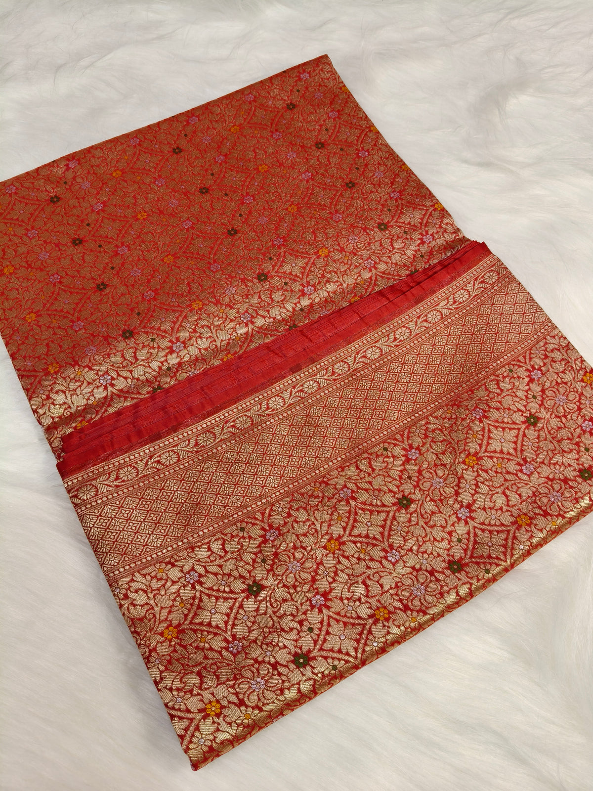 Banarasi Tanchhui Minakari Saree Red Shade With Multi Color Mina BTS019