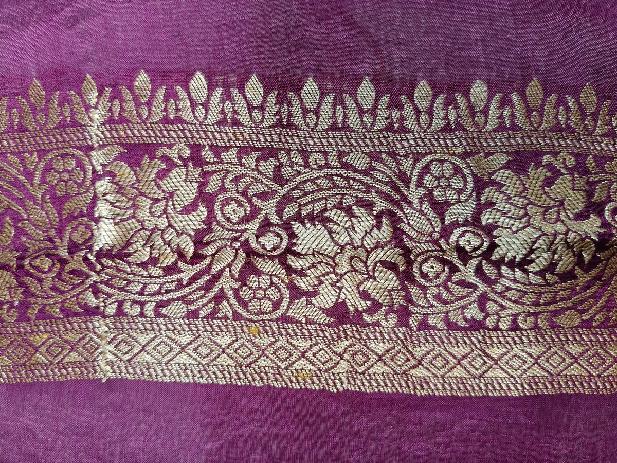 Crepe Banarsi Silk Saree Garnet Shade Floral Jaal Pattern CBS009
