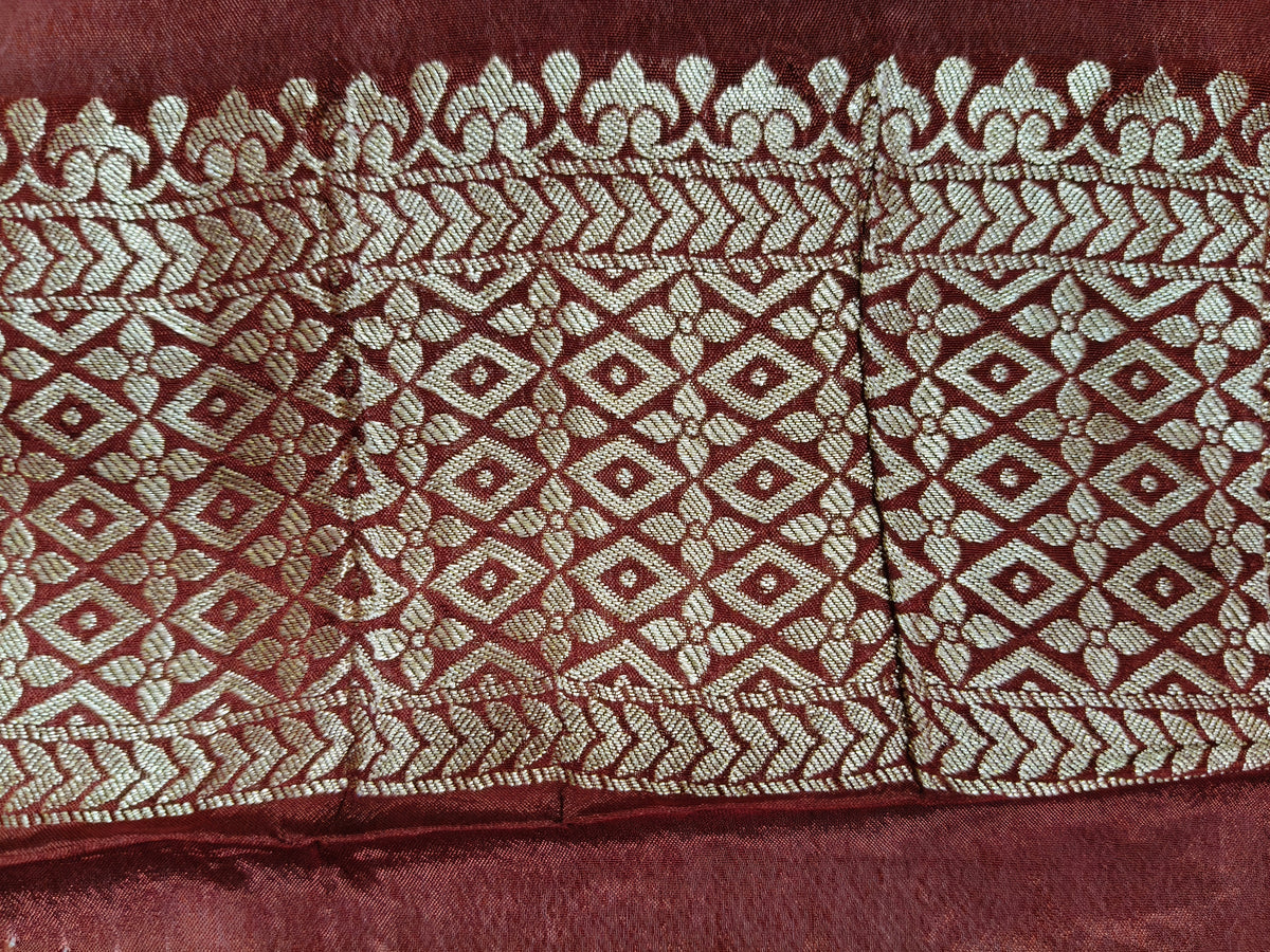 Crepe Banarasi Silk Saree Maroon Shade With Minakari CBS022