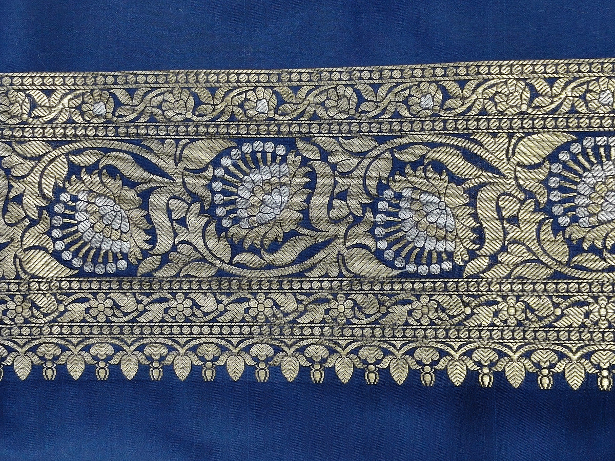 Banarasi Tanchhui Saree Navy Blue Shade With Multi Color Mina BTS009