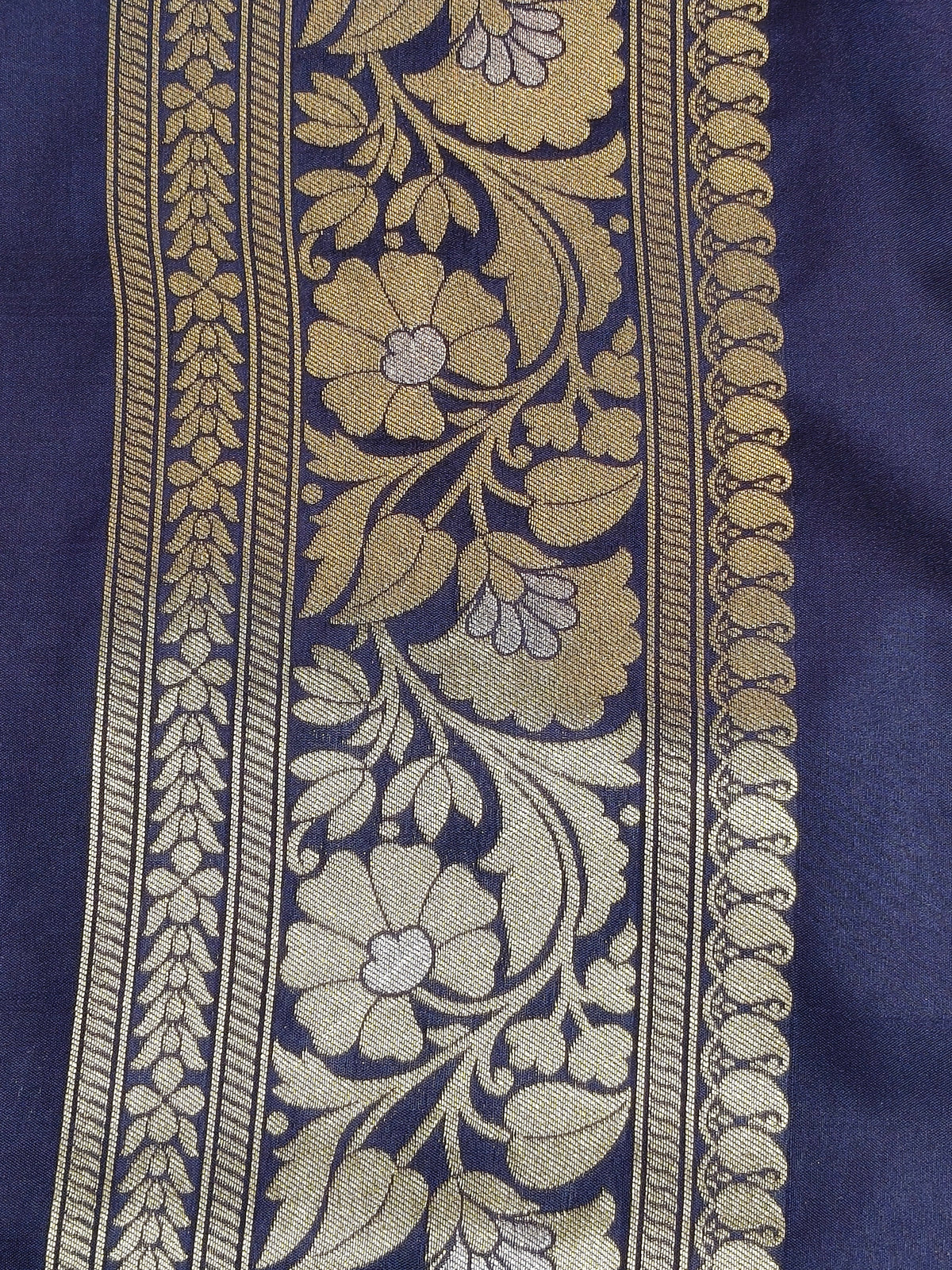 Banarasi Silk Brocade Saree Navy Blue Shade With Multi Color Mina BTS024