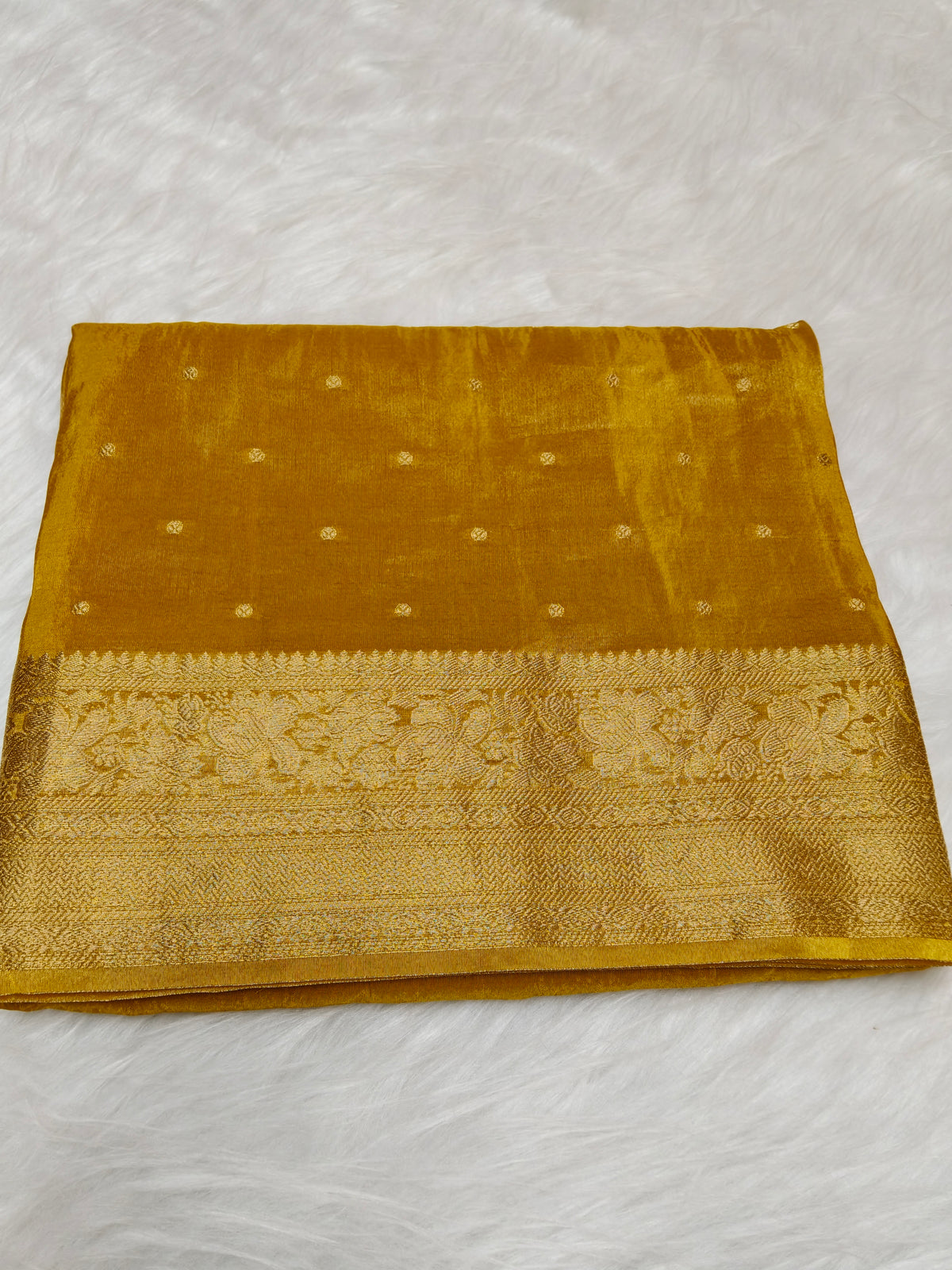Pure Viscose Soft Tishu Silk Saree Mustard Shade VTS002