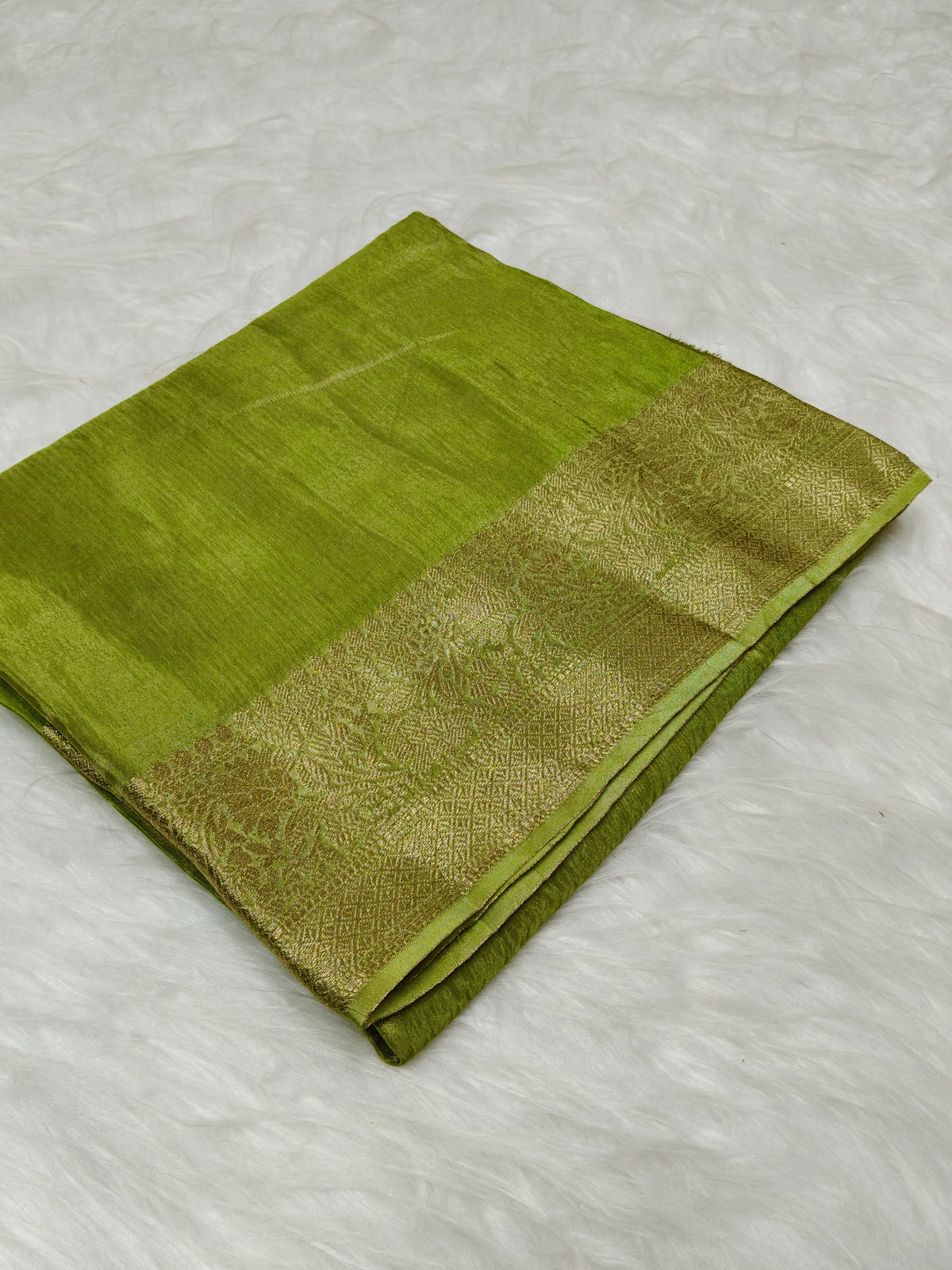 Pure Viscose Soft Tishu Silk Saree Pista Color VTS014