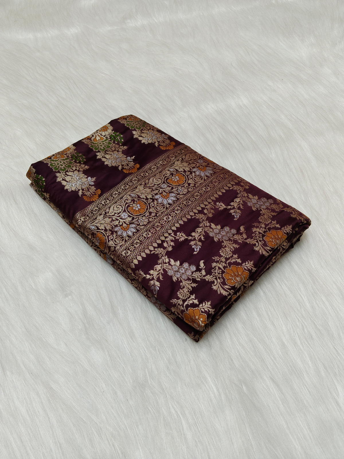 Mashru Satin Silk Saree Garnet Shade Multi Mina MSS002