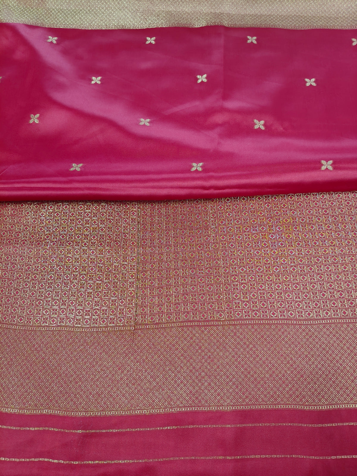 Mashru satin saree red color with mina MSS004