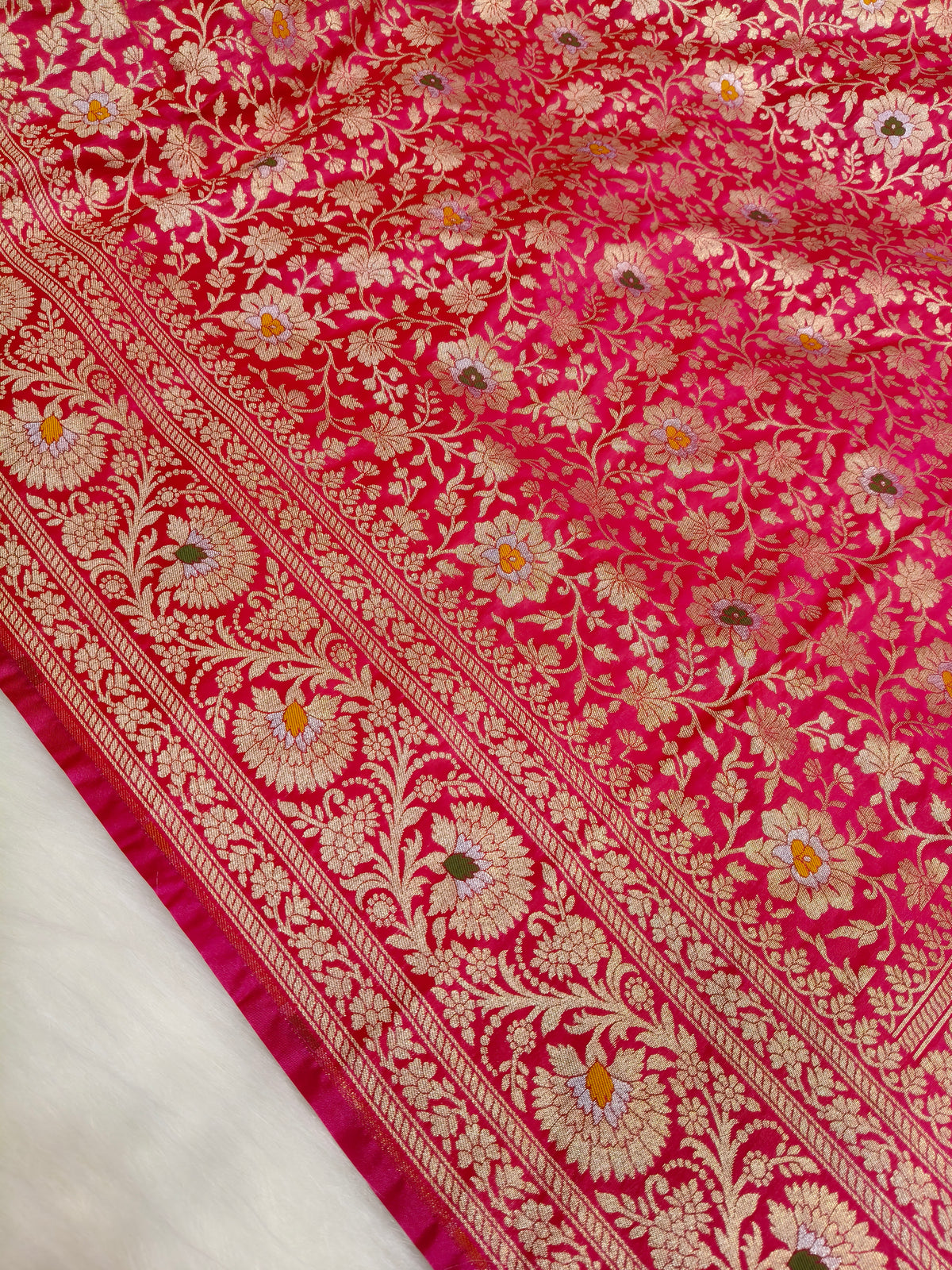 Banarasi Minakari Tanchhui Saree Red Rani shade With Multi Color Mina BTS001