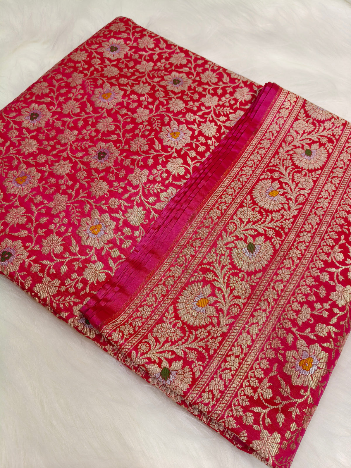 Banarasi Minakari Tanchhui Saree Red Rani shade With Multi Color Mina BTS001