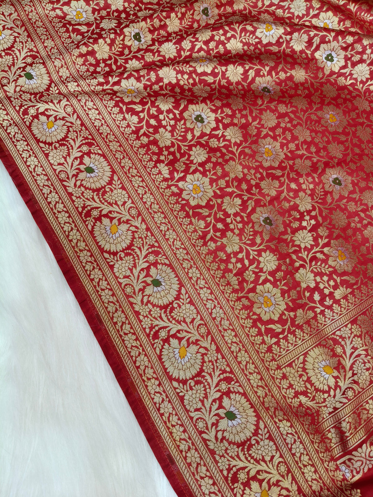 Banarasi Minakari Tanchhui Saree Deep Red Color With Multi Color Mina BTS003