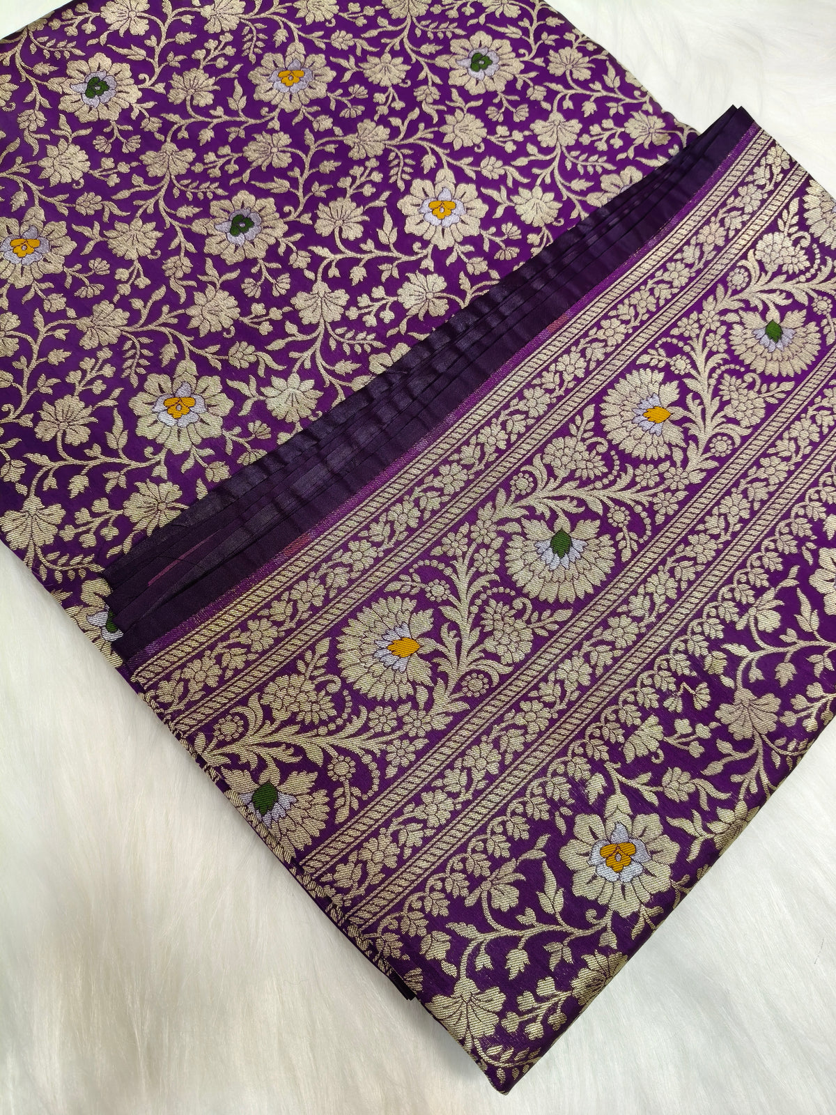 Banarasi Minakari Tanchhui Saree Deep Purple Shade With Multi Color Mina BTS004