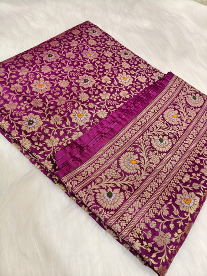 Banarasi Minakari Tanchhui Saree Light Purple Shade With Multi Color Mina BTS005