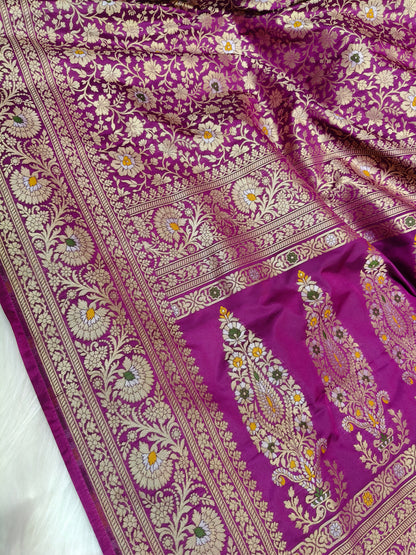 Banarasi Minakari Tanchhui Saree Light Purple Shade With Multi Color Mina BTS005