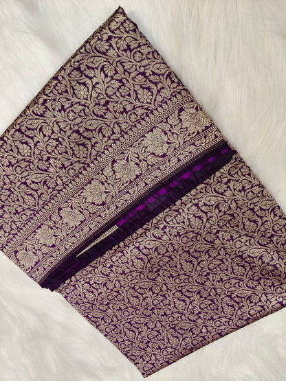 Banarasi Single Tanchhui saree Deep Purple Shade BTS006