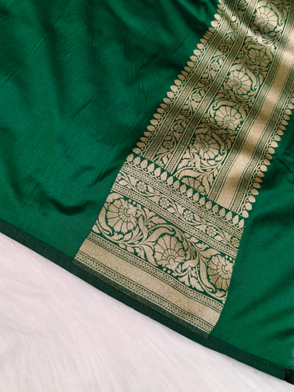 Banarasi Silk Cutwork Saree Green Shade With Multi Color Mina BCS001