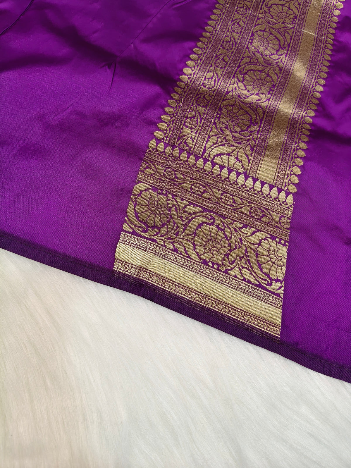 Banarasi Silk Cutwork Saree Deep Purple Shade With Multi Color Mina BCS002