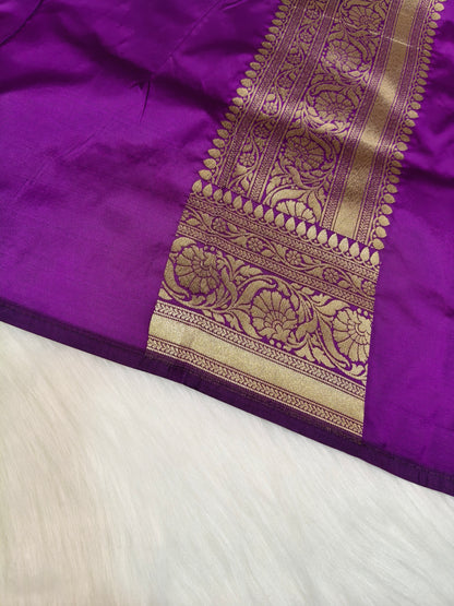 Banarasi Silk Cutwork Saree Deep Purple Shade With Multi Color Mina BCS002