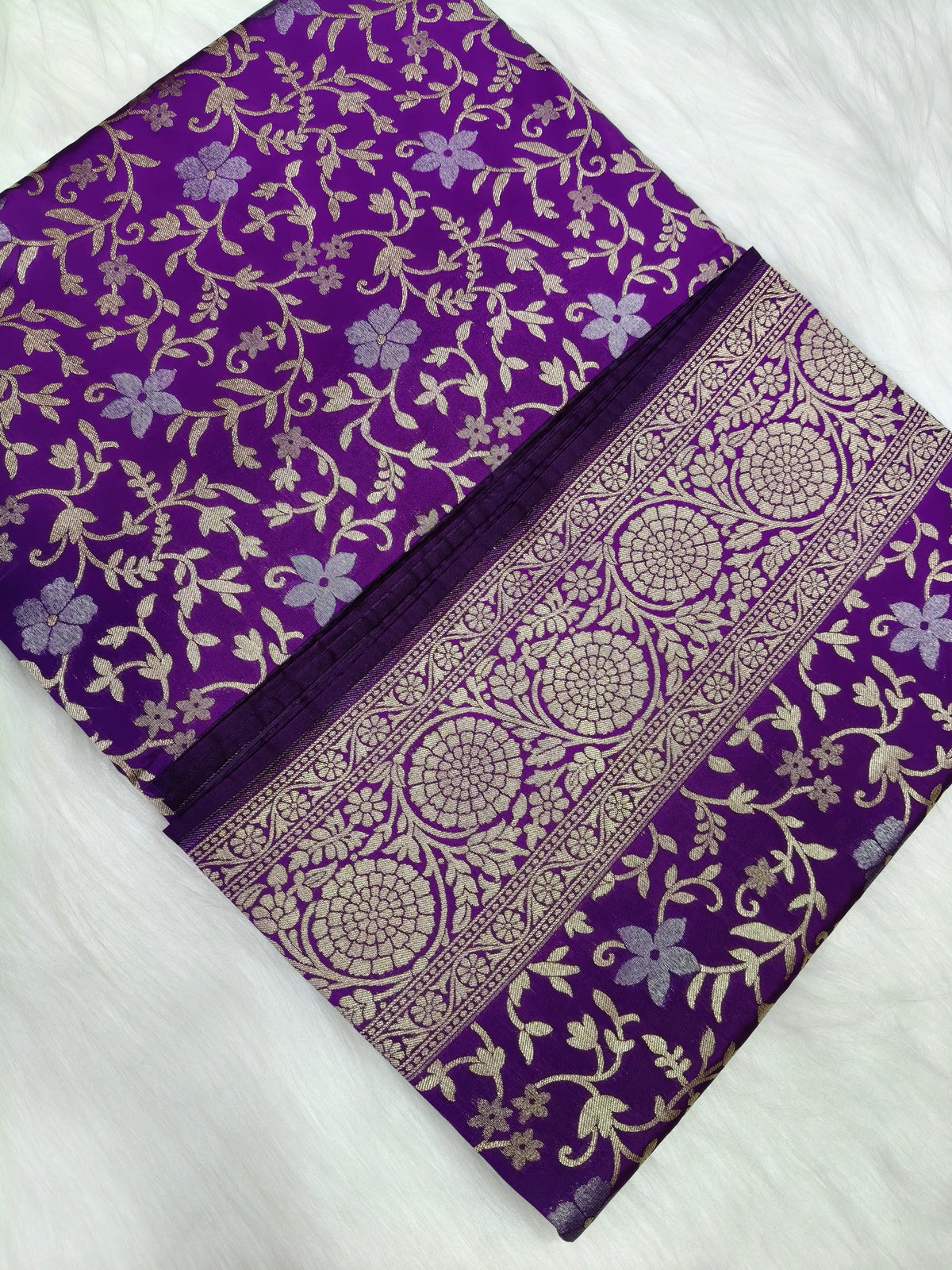 Banarasi Silk Cutwork Minakari Saree Deep Purple Shade With Silver zari Mina BCS003