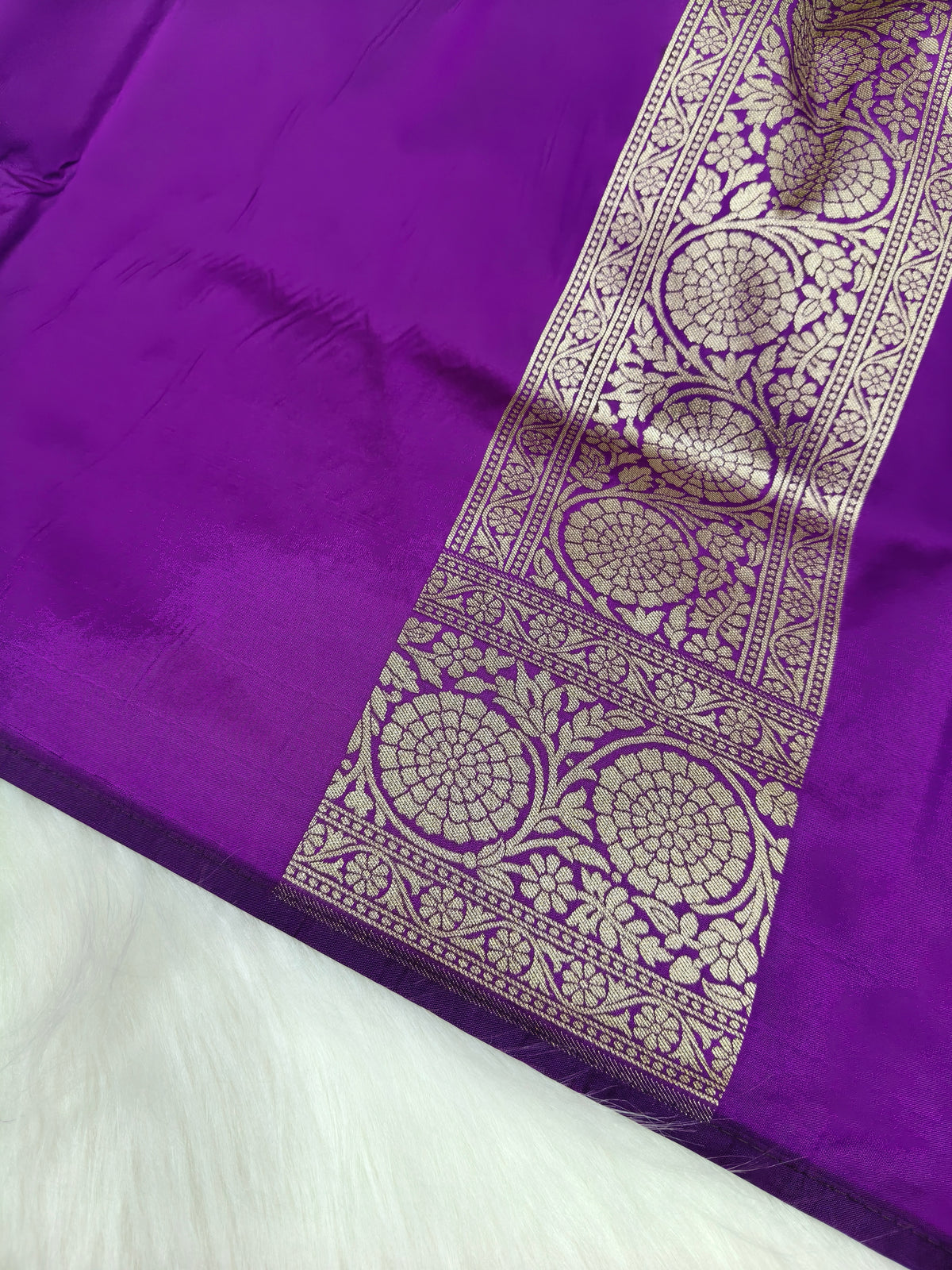Banarasi Silk Cutwork Minakari Saree Deep Purple Shade With Silver zari Mina BCS003