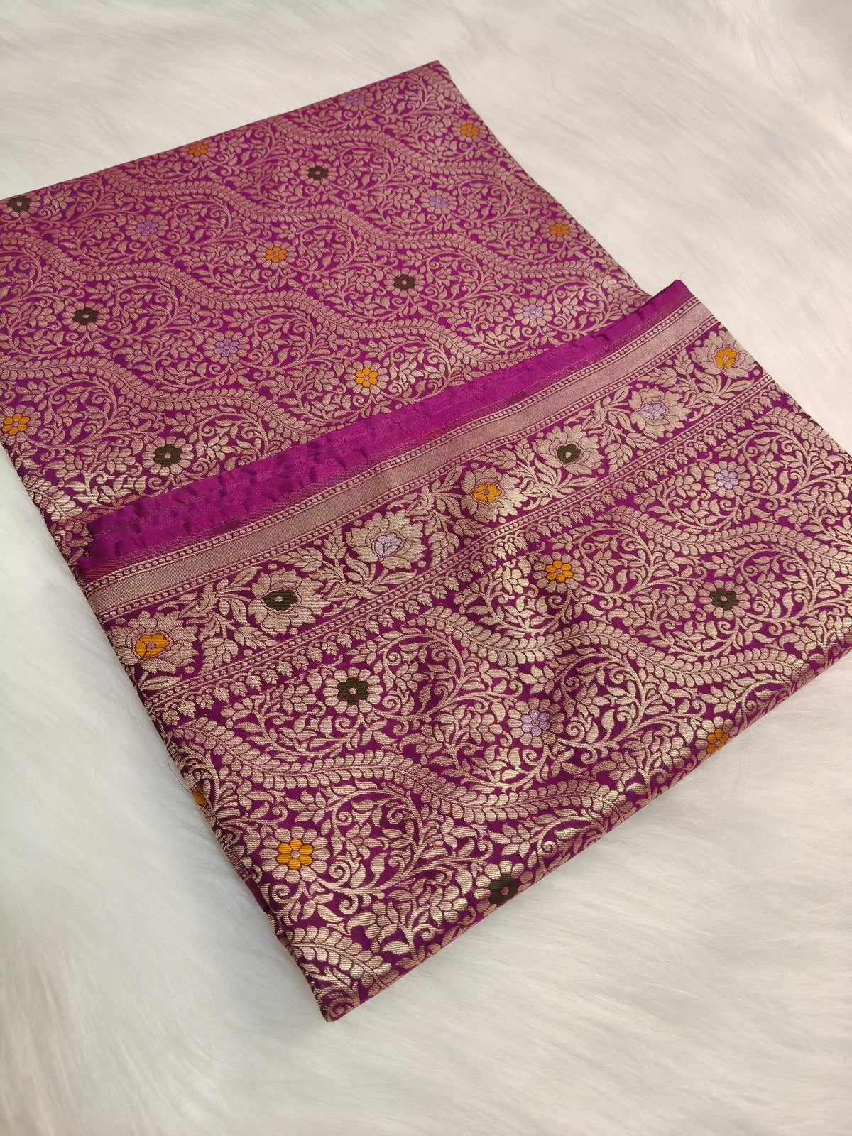 Banarasi Tanchhui Saree Light Purple Shade With Multi Color Mina BTS008