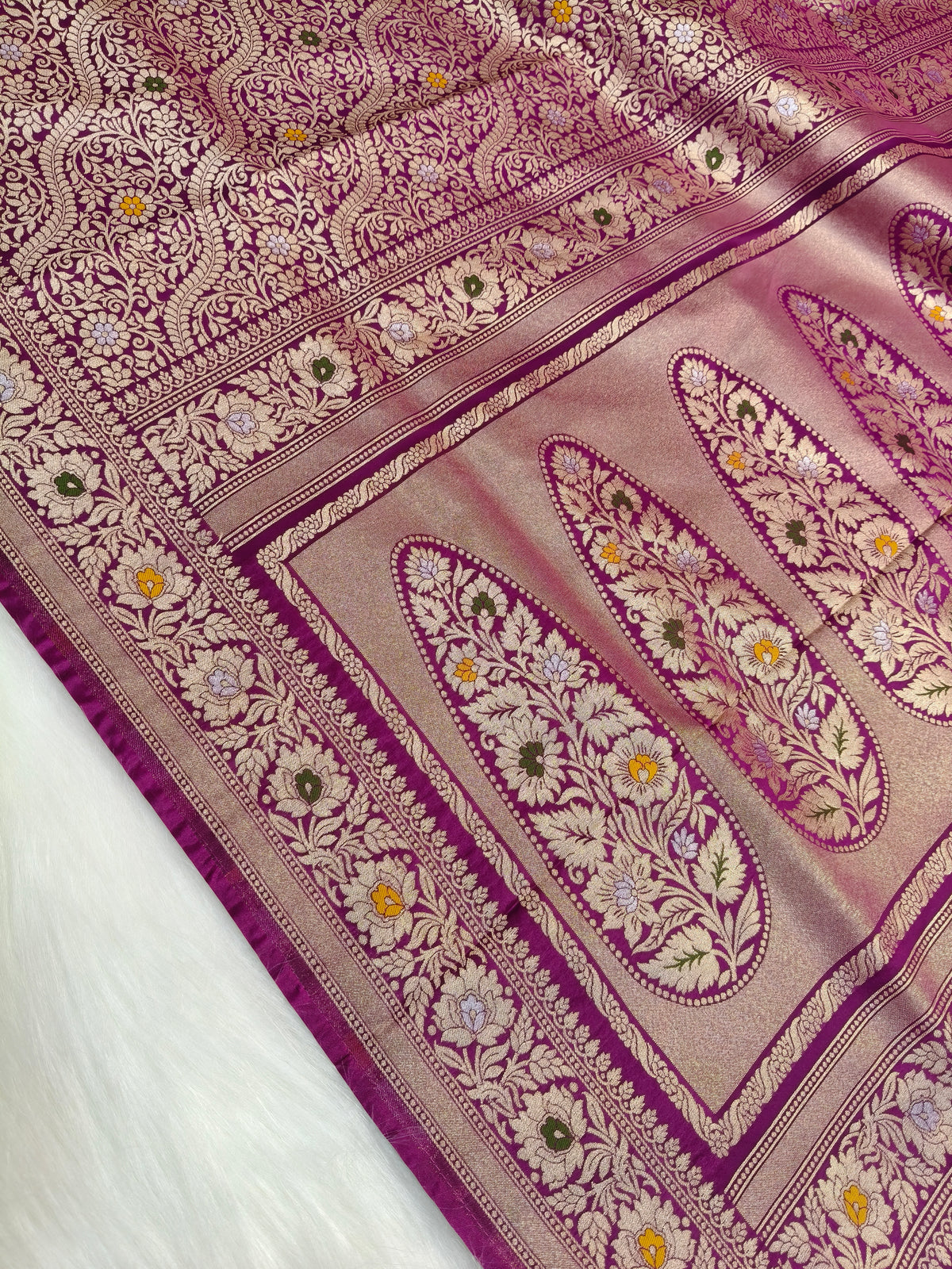 Banarasi Tanchhui Saree Light Purple Shade With Multi Color Mina BTS008
