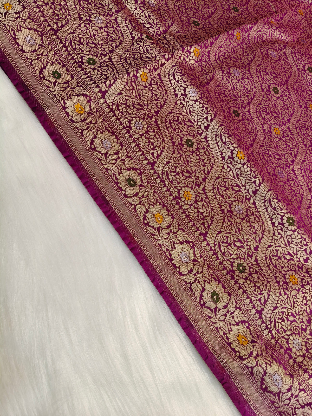 Banarasi Tanchhui Saree Light Purple Shade With Multi Color Mina BTS008
