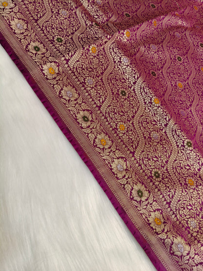 Banarasi Tanchhui Saree Light Purple Shade With Multi Color Mina BTS008