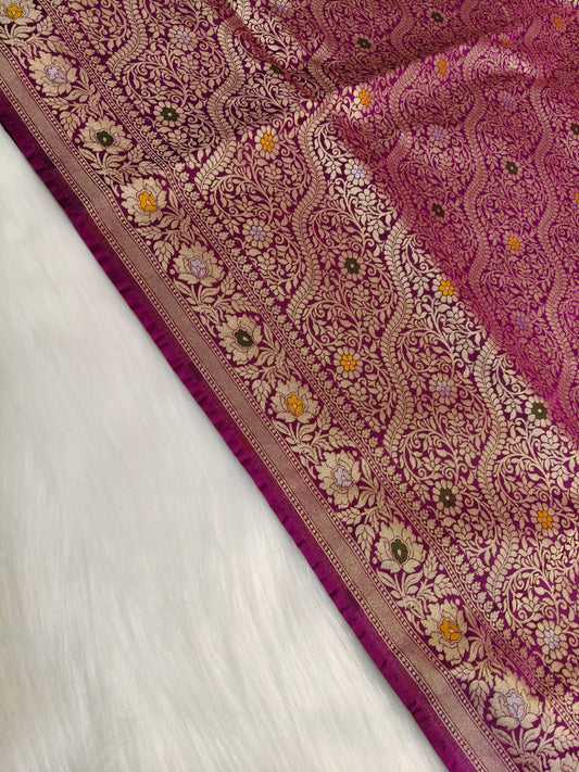 Banarasi Tanchhui Saree Light Purple Shade With Multi Color Mina BTS008