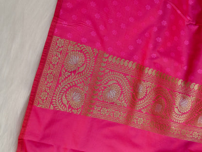 Banarasi Silk Cutwork Minakari Saree Rani Pink Shade With Silver Mina BCS005