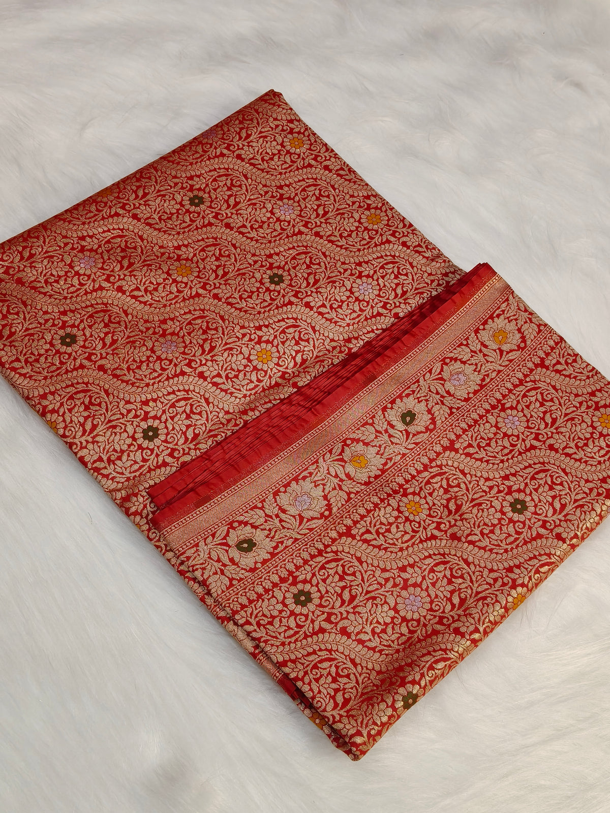 Banarasi Tanchhui Minakari Saree Deep Red Shade With Multi color Mina BTS011