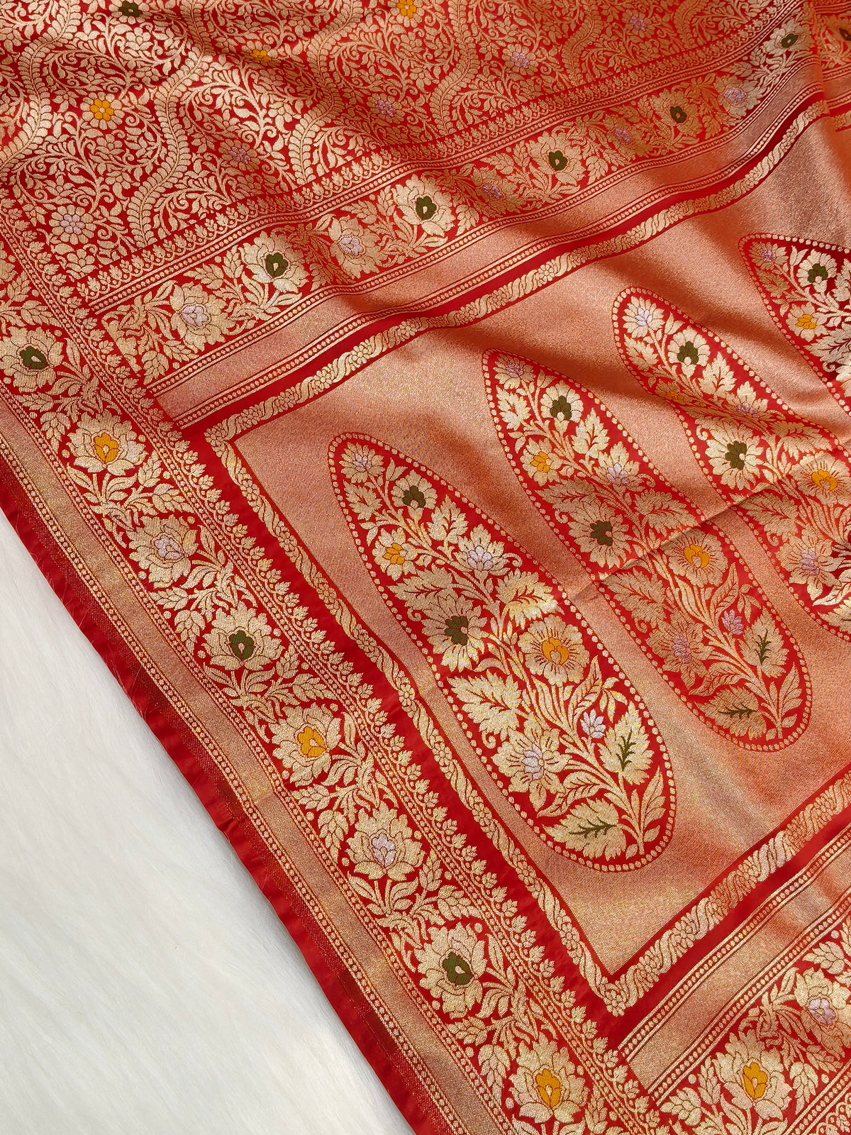 Banarasi Tanchhui Minakari Saree Deep Red Shade With Multi color Mina BTS011