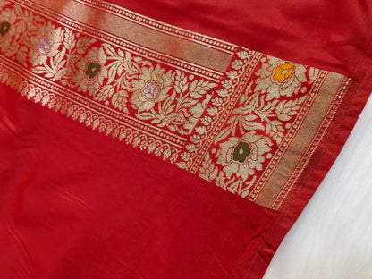 Banarasi Tanchhui Minakari Saree Deep Red Shade With Multi color Mina BTS011
