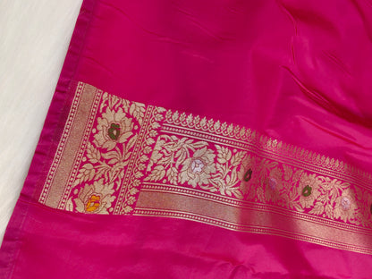 Banarasi Tanchhui Minakari Saree In Rani Pink Shade With Multi Color Mina BTS012