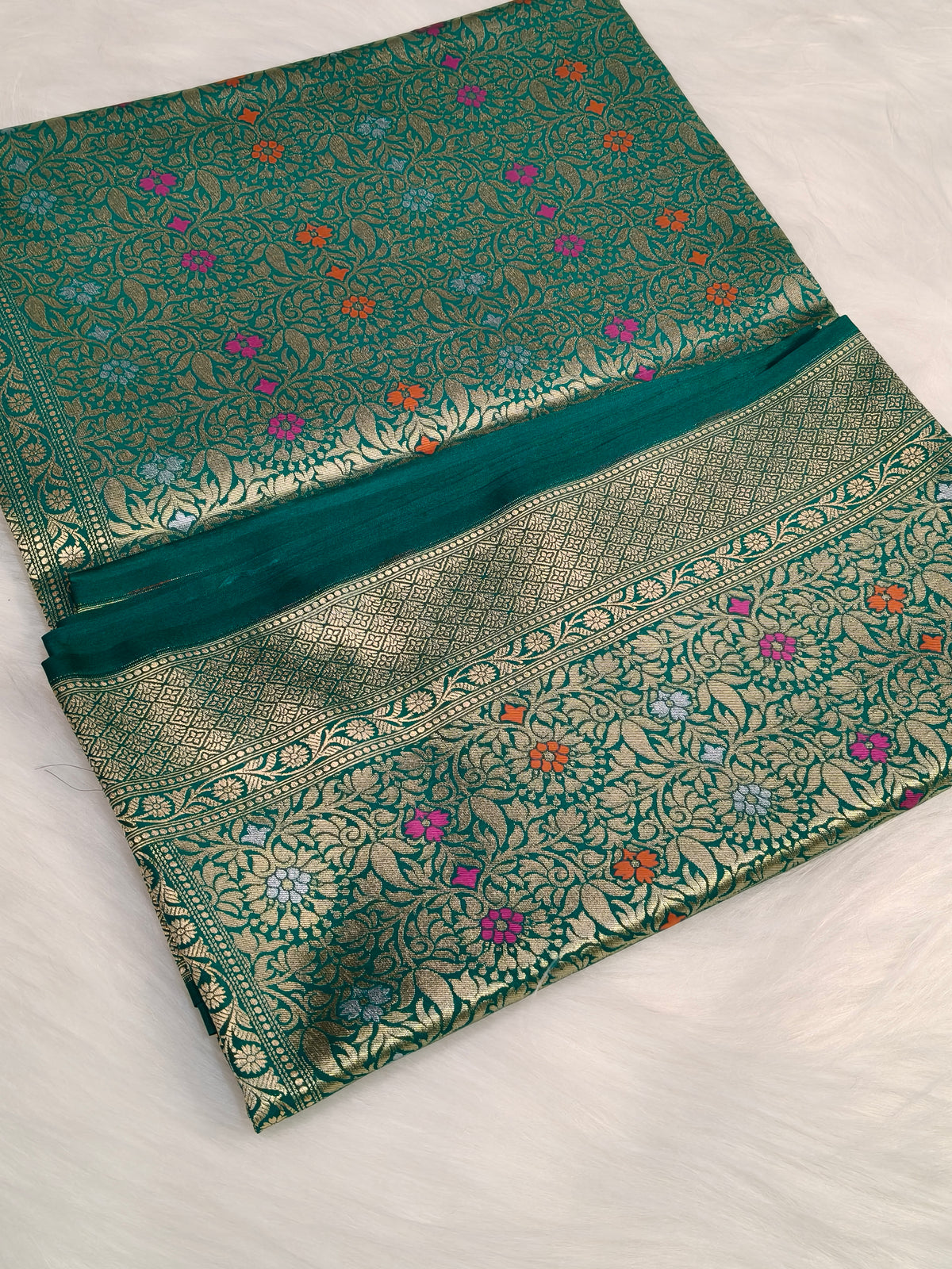 Banarasi Tanchhui  Minakari Saree Rama Shade With Multi Color Mina BTS014