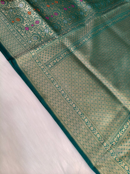 Banarasi Tanchhui  Minakari Saree Rama Shade With Multi Color Mina BTS014