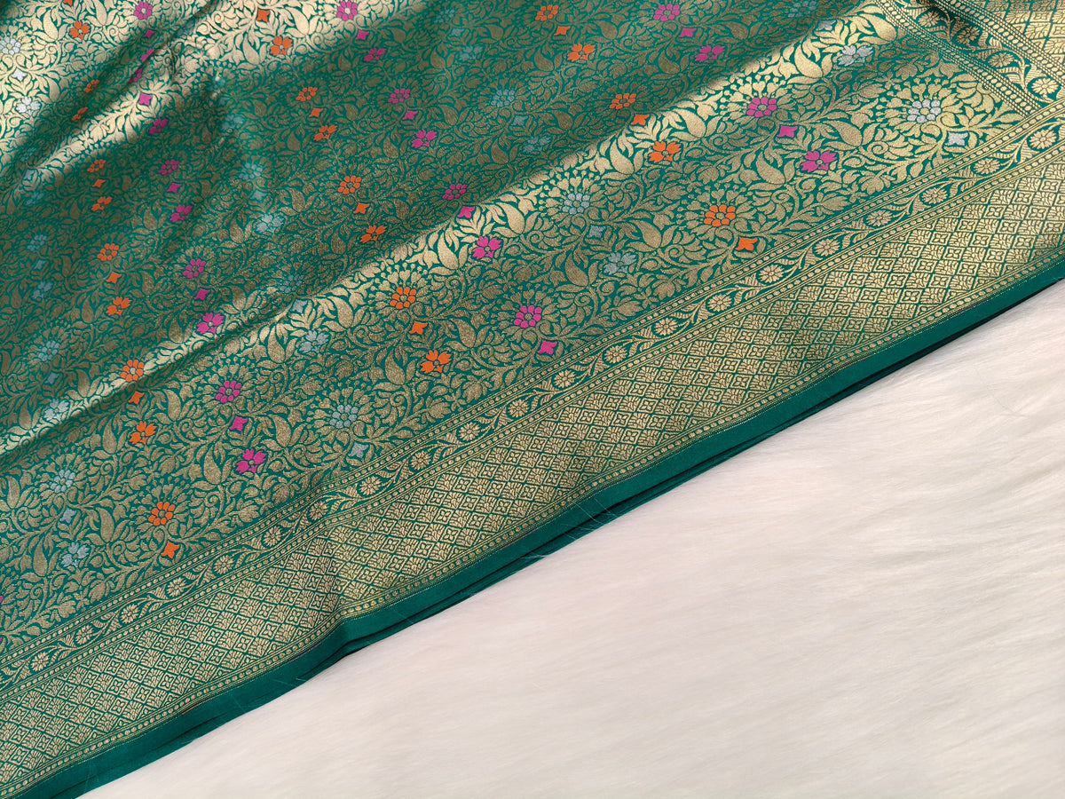 Banarasi Tanchhui  Minakari Saree Rama Shade With Multi Color Mina BTS014