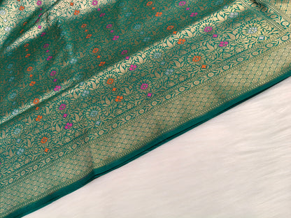 Banarasi Tanchhui  Minakari Saree Rama Shade With Multi Color Mina BTS014