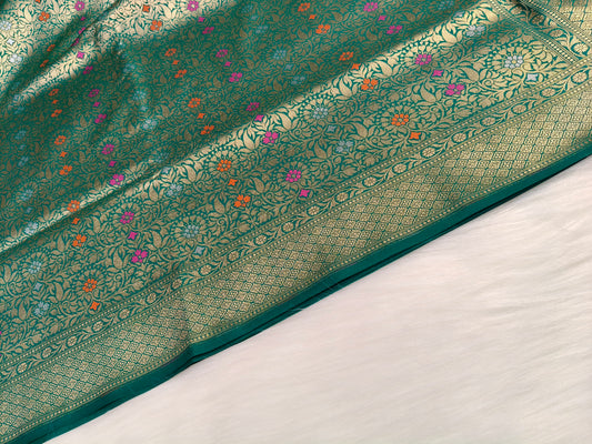Banarasi Tanchhui  Minakari Saree Rama Shade With Multi Color Mina BTS014