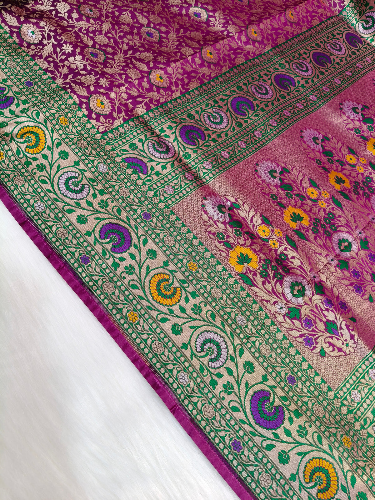 Banarasi Silk Ahmedabadi Brocade Saree Light Purple shade ABS001