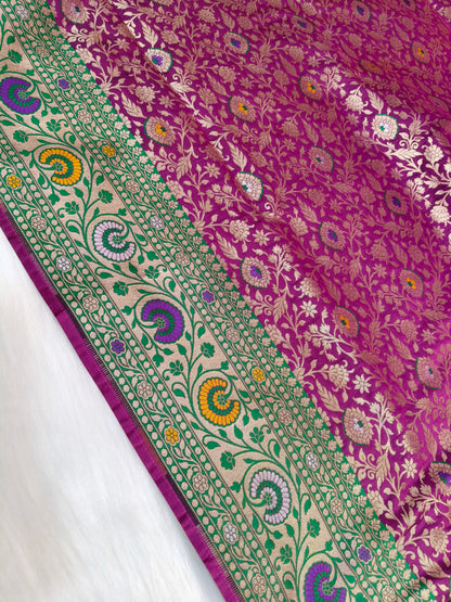 Banarasi Silk Ahmedabadi Brocade Saree Light Purple shade ABS001