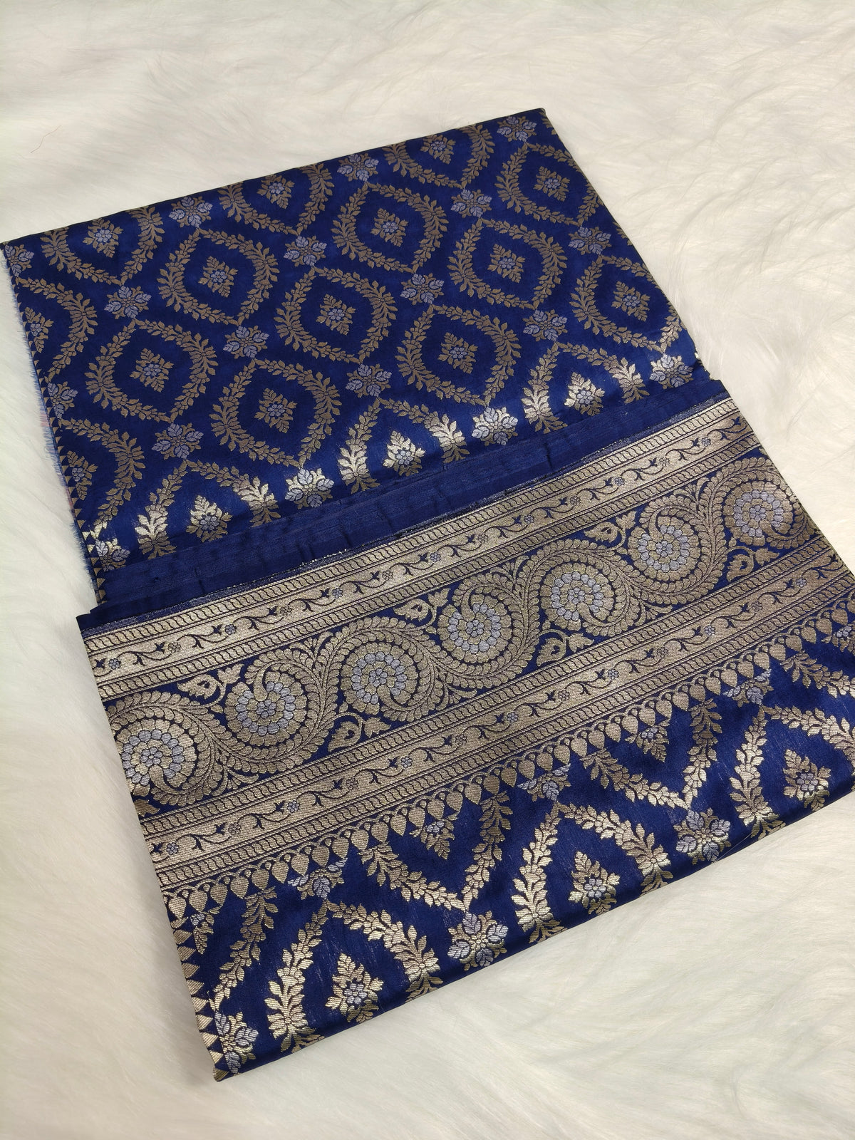 Banarasi Silk Cutwork Saree Navy Blue Color With Rupa Minakari BCS008