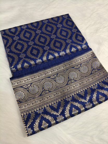 Banarasi Silk Cutwork Saree Navy Blue Color With Rupa Minakari BCS008