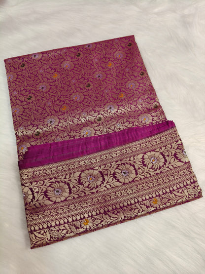 Banarasi Tanchhui Minakari Saree Wine Shade With Multi Color Mina BTS015