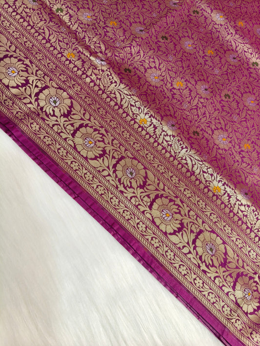 Banarasi Tanchhui Minakari Saree Wine Shade With Multi Color Mina BTS015