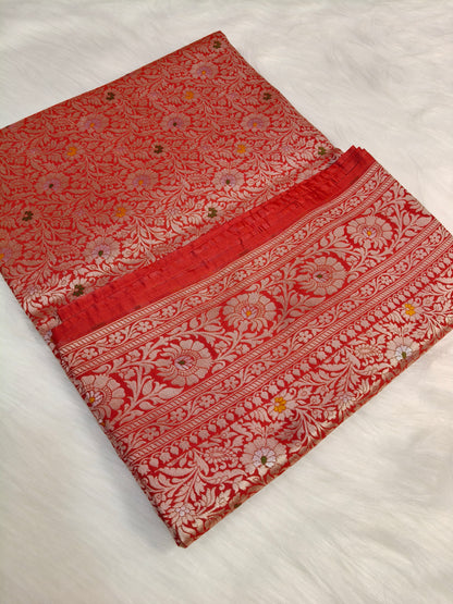 Banarasi Tanchhui Minakari saree Red Shade With Multi Color Mina BTS016