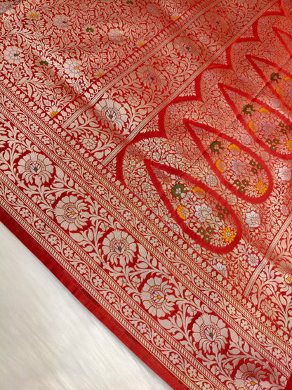 Banarasi Tanchhui Minakari saree Red Shade With Multi Color Mina BTS016
