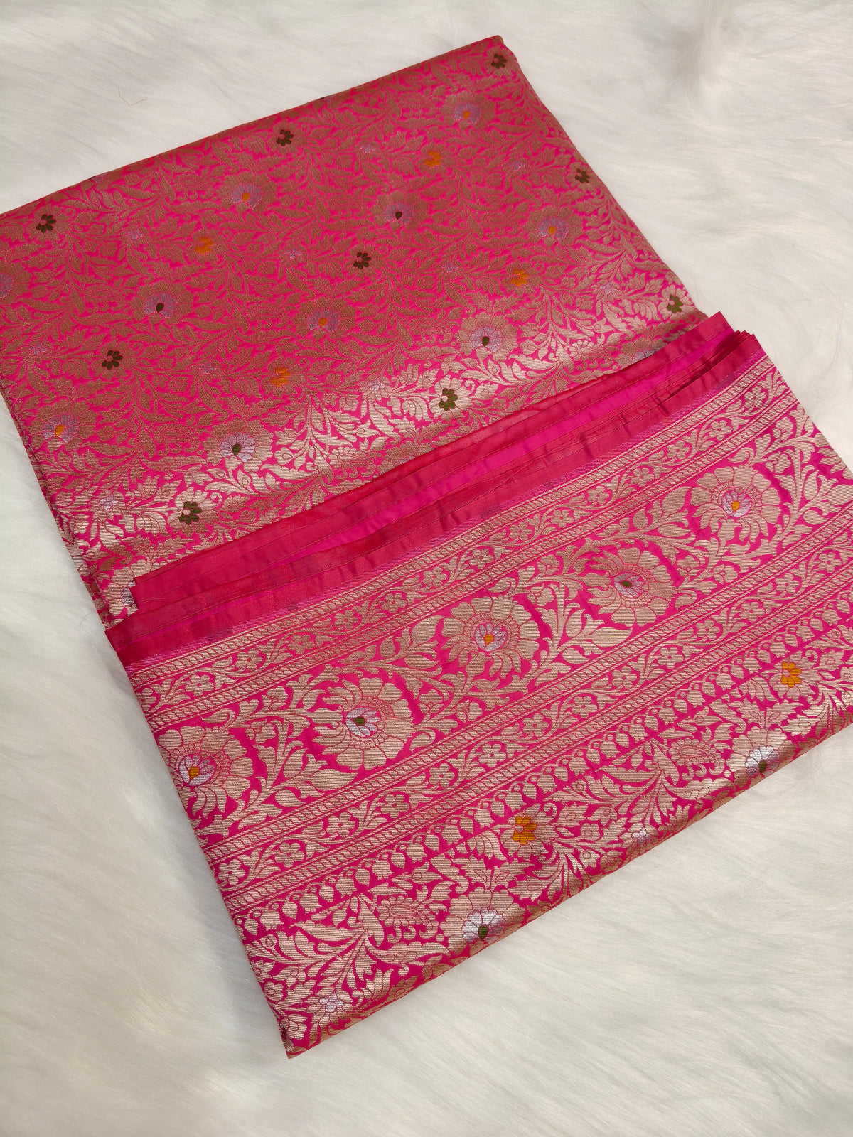 Banarasi Tanchhui Minakari Saree Red Rani Shade With Multi Color Mina BTS017