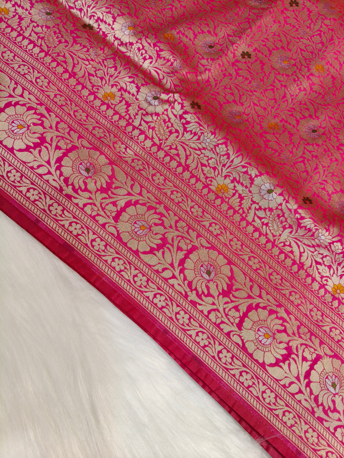 Banarasi Tanchhui Minakari Saree Red Rani Shade With Multi Color Mina BTS017