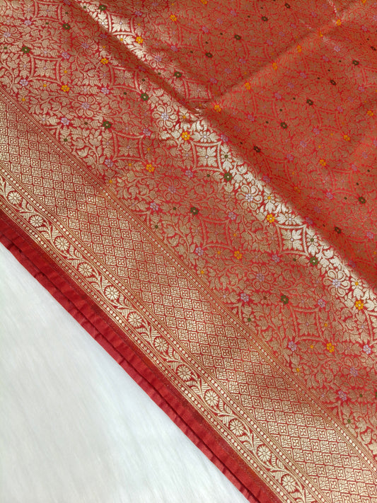 Banarasi Tanchhui Minakari Saree Red Shade With Multi Color Mina BTS019